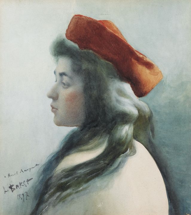 Portrait of Young Woman by Leon Bakst,A3(16x12")Poster