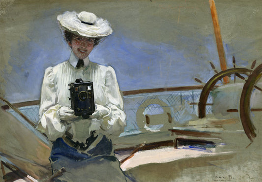 Yachtwoman, vintage artwork by Cecilio Pla y Gallardo, 12x8" (A4) Poster