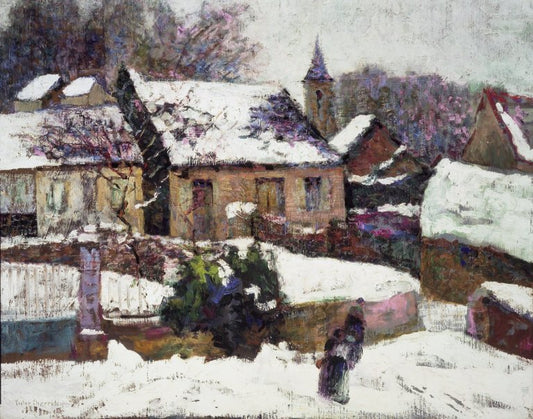 Wet Snow, Auvergne, vintage artwork by Victor Charreton, 12x8" (A4) Poster