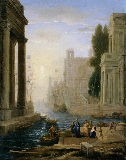 Embarkation of St Paula, vintage artwork by Claude Lorrain, 12x8" (A4) Poster