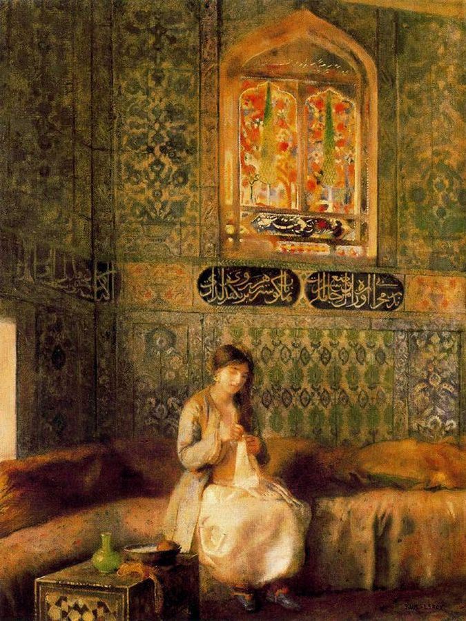 Woman Embroidering by Paul-Alexandre-Alfred Leroy,A3(16x12")Poster