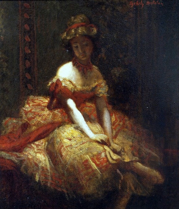 Dancer (Sketch), vintage artwork by Bertalan Szekely, 12x8" (A4) Poster