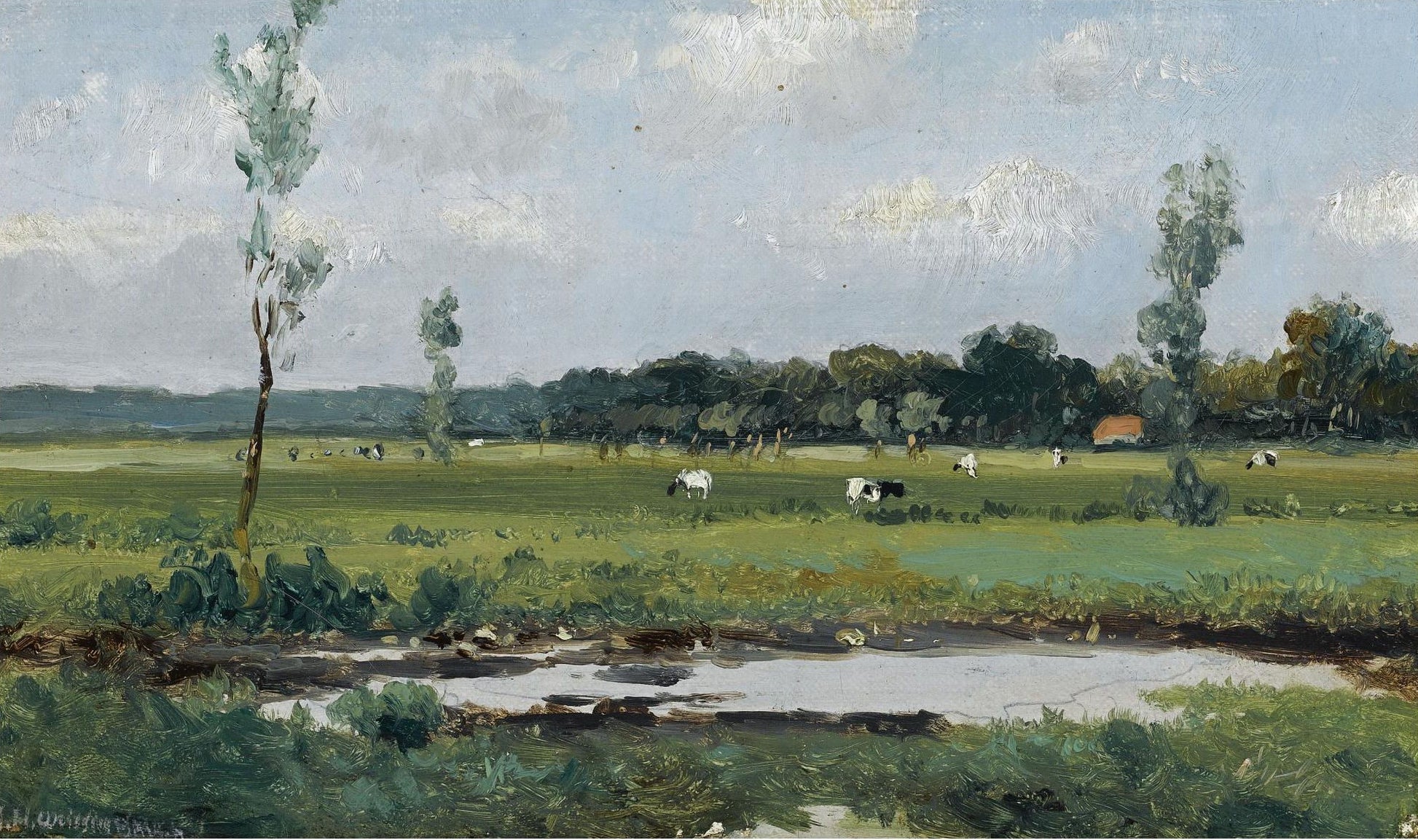 Behind the Dunes, vintage artwork by Johan Hendrik Weissenbruch, 12x8" (A4) Poster
