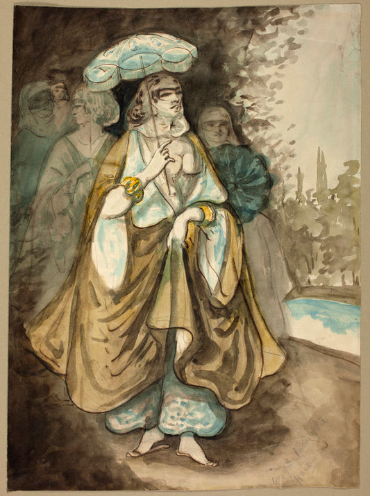 One of the Ladies of the Harem, vintage artwork by Constantin Guys, A3 (16x12") Poster Print