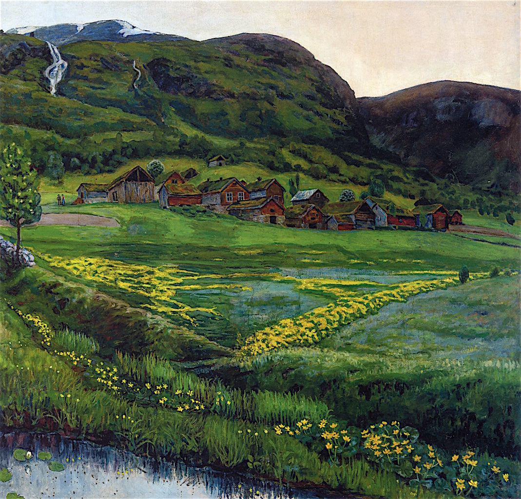 A Clear Night in June, vintage artwork by Nicolai Astrup, 12x8" (A4) Poster