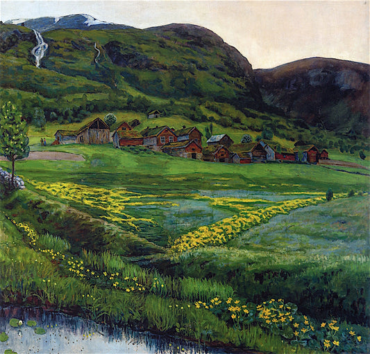 A Clear Night in June, vintage artwork by Nicolai Astrup, 12x8" (A4) Poster