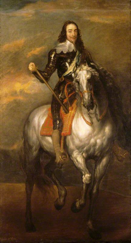 Charles I on Horseback (1600-1649), vintage artwork by Anthony van Dyck, 12x8" (A4) Poster