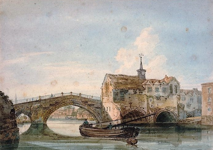 The Ouse Bridge, York, vintage artwork by Thomas Girtin, 12x8" (A4) Poster