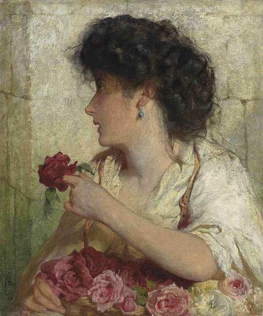A Summer Rose, vintage artwork by George Elgar Hicks, 12x8" (A4) Poster