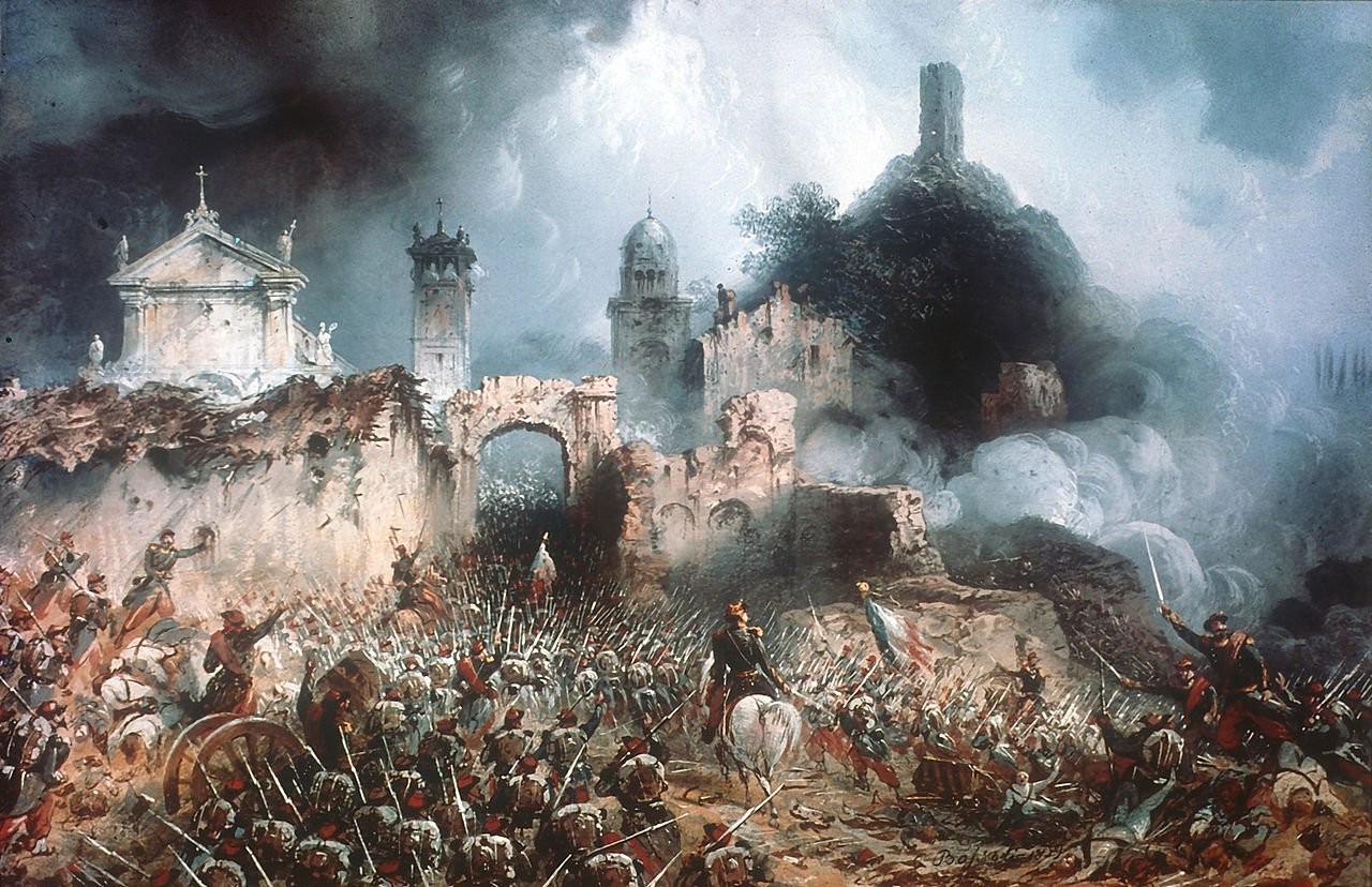 Battle of Solferino, vintage artwork by Carlo Bossoli, A3 (16x12") Poster Print