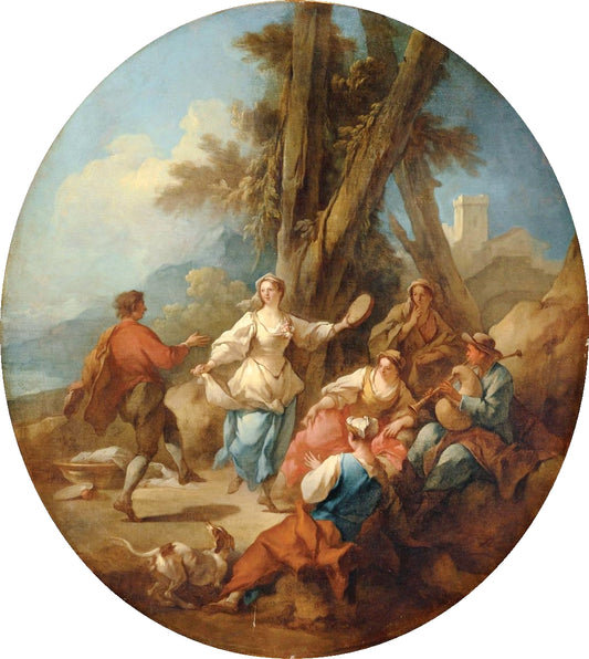 Village Dance, vintage artwork by Pierre-Jacques Cazes, 12x8" (A4) Poster