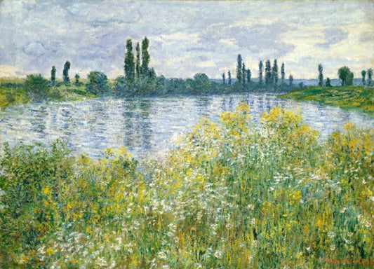 Banks of the Seine at Vetheuil, vintage artwork by Claude Monet, 12x8" (A4) Poster