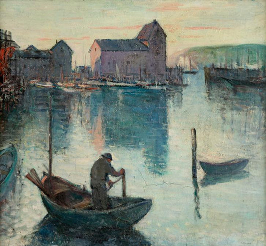 Harbor Scene, vintage artwork by Frederick (Fred) R. Wagner, 12x8" (A4) Poster