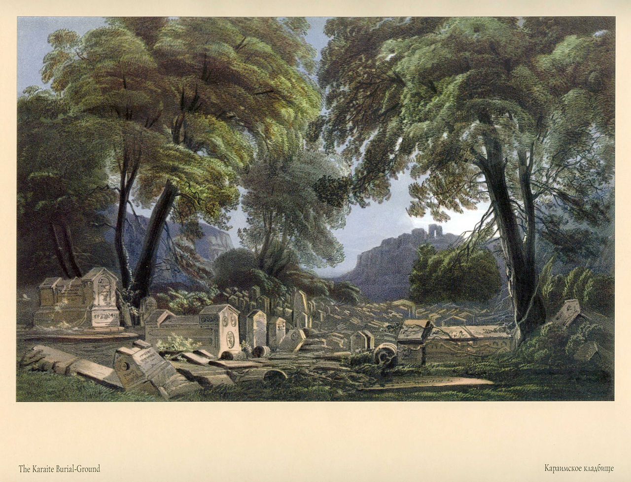 The Karaite Cemetery, vintage artwork by Carlo Bossoli, A3 (16x12") Poster Print