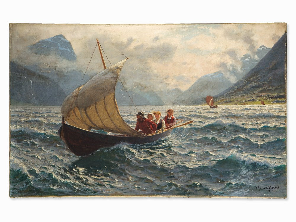 Fresh Breeze, Norway, vintage artwork by Hans Dahl, 12x8" (A4) Poster