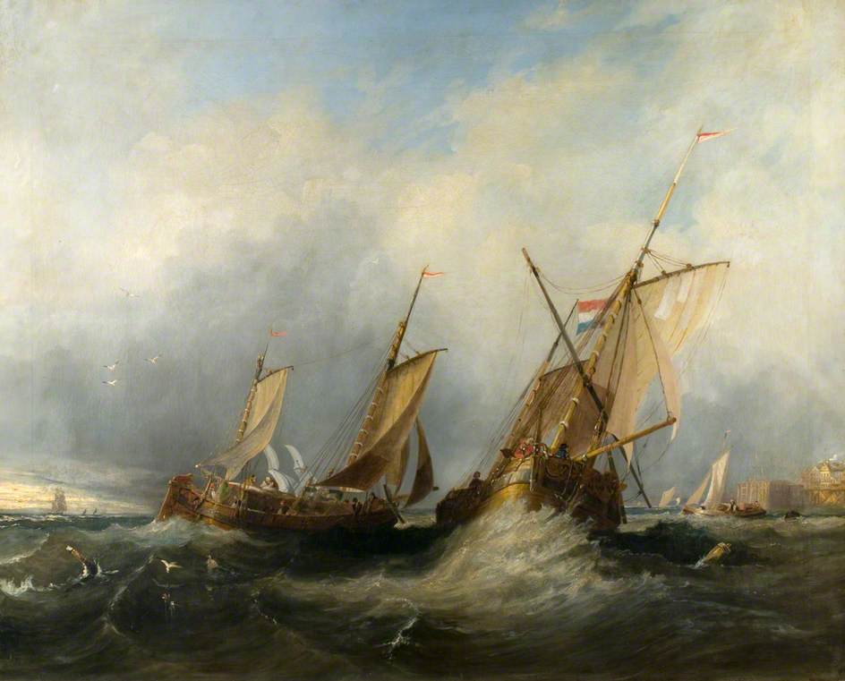 Dutch Shipping Vessels Taking the Brill, vintage artwork by Attributed to Clarkson Frederick Stanfield, A3 (16x12") Poster Print