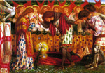 How Sir Galahad, Sir Bors, and Sir Percival were fed with the Sanc Grael; But Sir Percival's Sister Died by  the Way, vintage artwork by Dante Gabriel Rossetti, 12x8" (A4) Poster