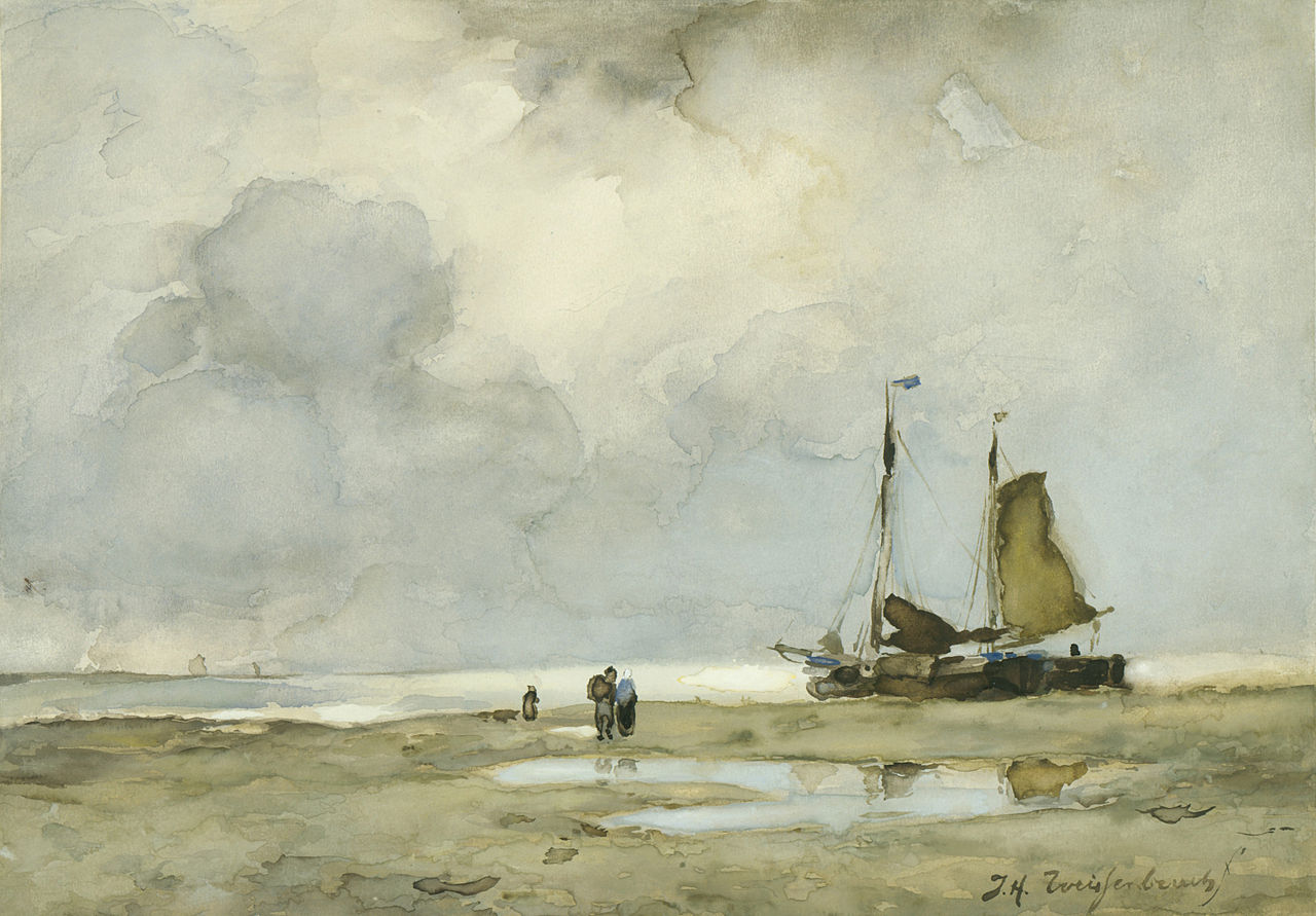 Strandgezicht, vintage artwork by Johan Hendrik Weissenbruch, 12x8" (A4) Poster