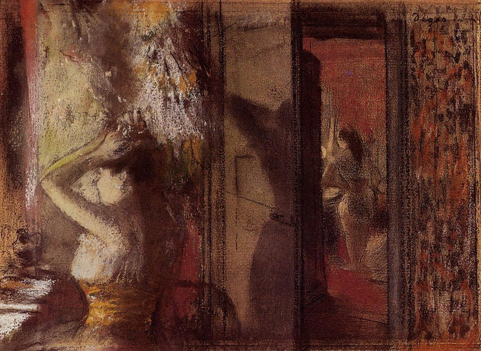 The Actresses Dressing Room, vintage artwork by Edgar Degas, 12x8