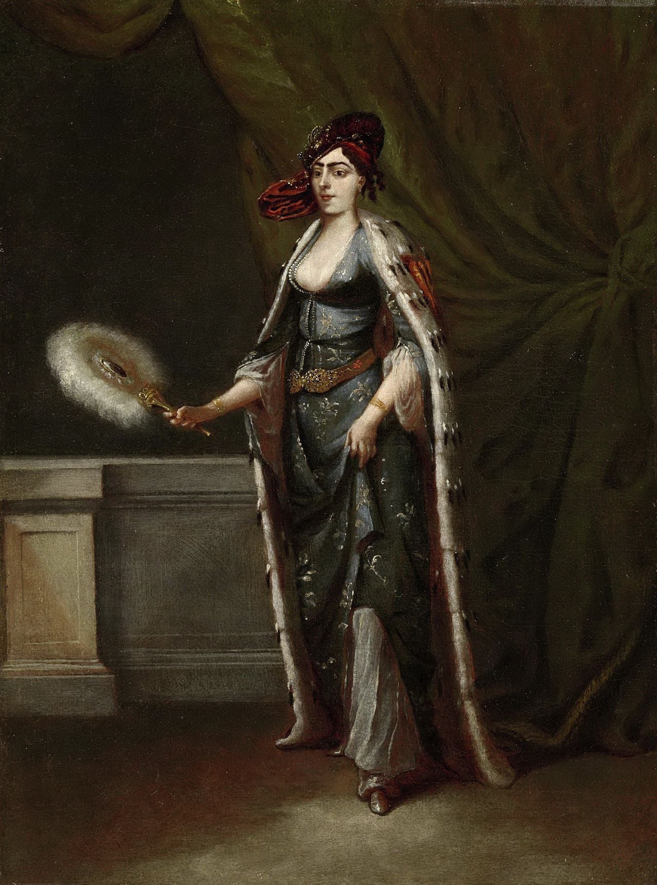 Turkish Lady, vintage artwork by Jean Baptiste Vanmour, 12x8" (A4) Poster