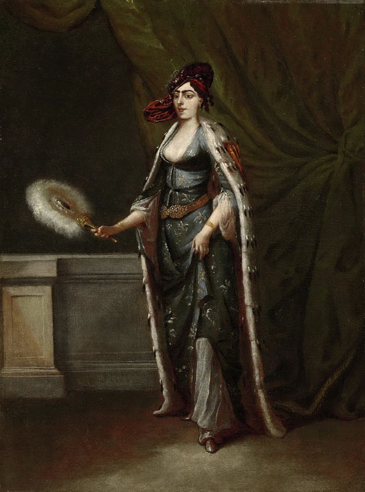 Turkish Lady, vintage artwork by Jean Baptiste Vanmour, 12x8" (A4) Poster