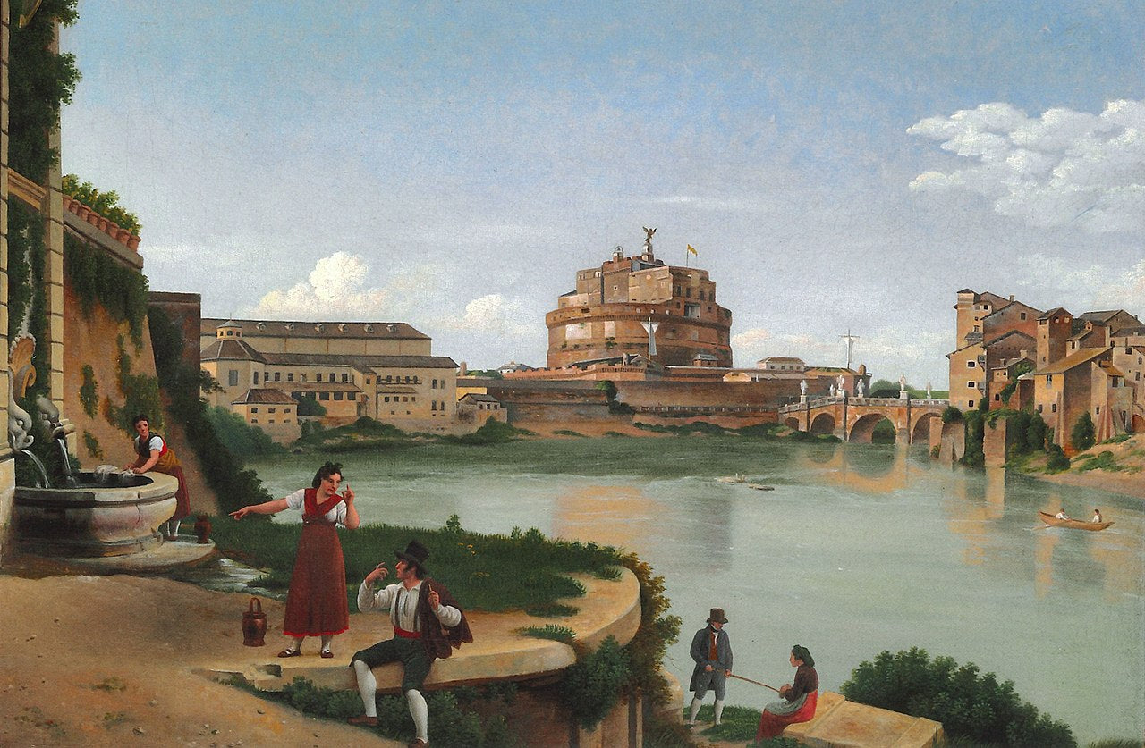 Castel St Angelo, vintage artwork by Christoffer Wilhelm Eckersberg, 12x8" (A4) Poster