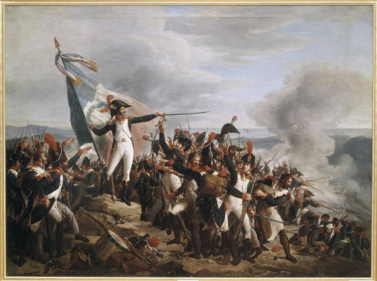 Brigadier Rampon defends the Monte-Legino redoubt against the Austro-Sardinians, near Montenotte, vintage artwork by Rene-Thodore Berthon, 12x8" (A4) Poster