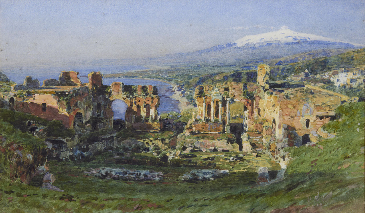 Roman Theatre, Taormina, vintage artwork by Henry Wallis, 12x8" (A4) Poster