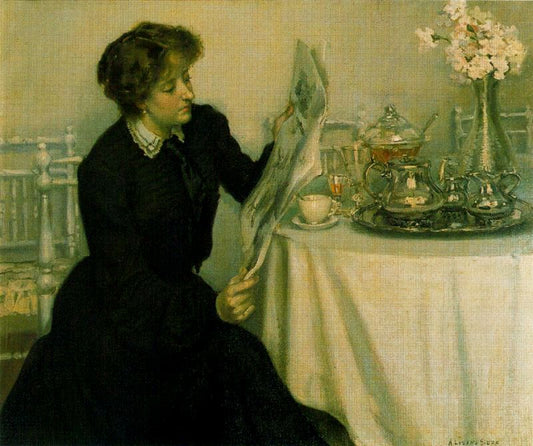 ta Lozano Sidro Reading the Newspaper by Adolfo Lozano Sidro,16x12(A3) Poster