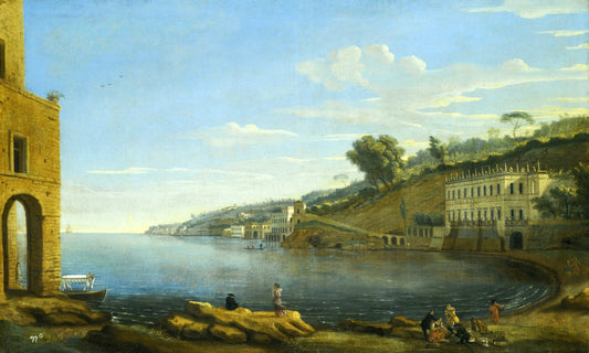 Naples. A View of the Villa Martinelli at Posillipo, vintage artwork by Caspar van Wittel, 12x8" (A4) Poster