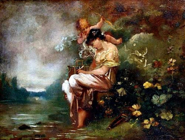 Cupid's Whisper by Hans Zatzka,A3(16x12")Poster
