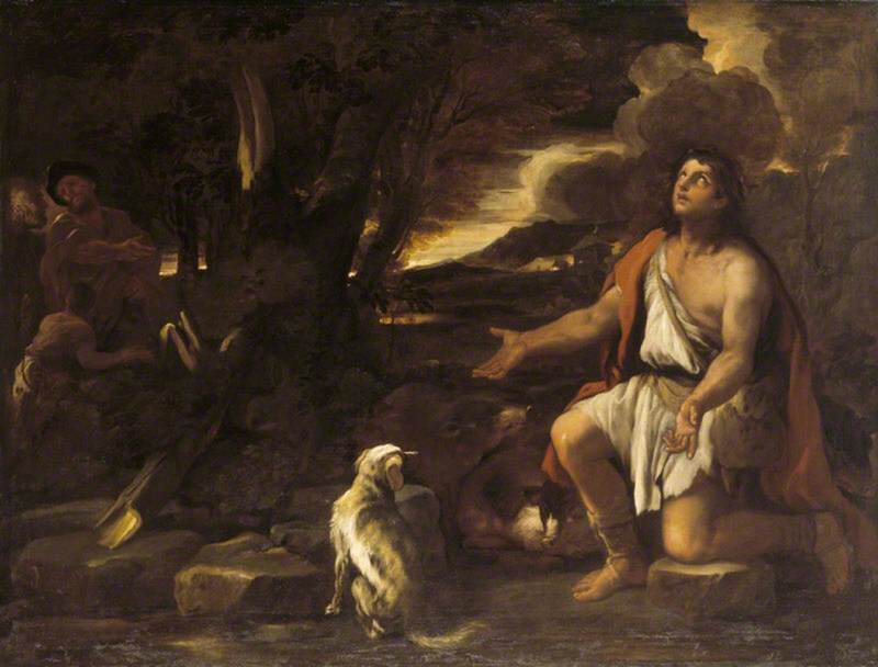 The Parable of the Prodigal Son:  The Penitent Swineherd, vintage artwork by Luca Giordano, 12x8" (A4) Poster