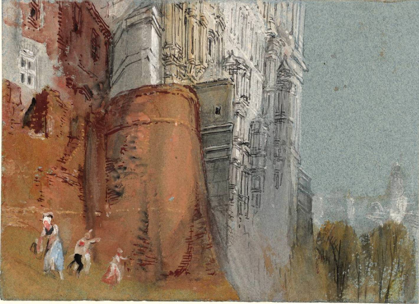 Blois, The Façade des Loges of the Château from Below, vintage artwork by Joseph Mallord William Turner, 12x8" (A4) Poster