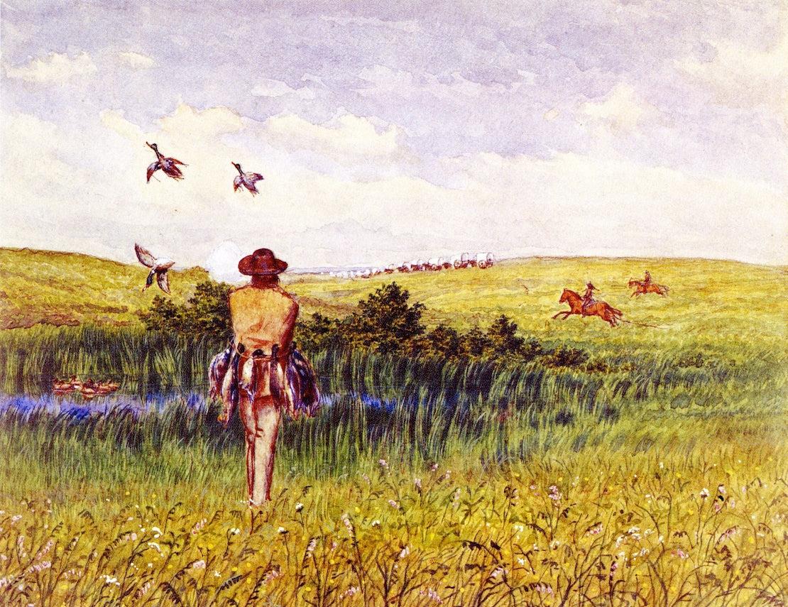 Duck Hunting on the Prairie, vintage artwork by William George Richardson Hind, 12x8" (A4) Poster