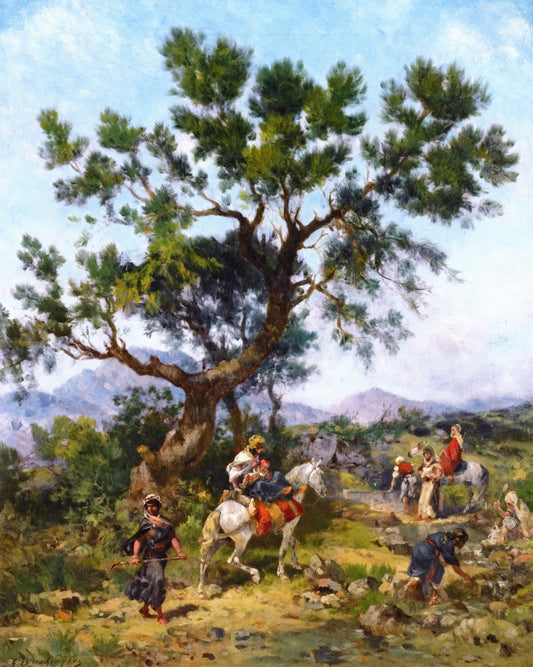 Horsemen at Rest, vintage artwork by Georges Washington, 12x8" (A4) Poster