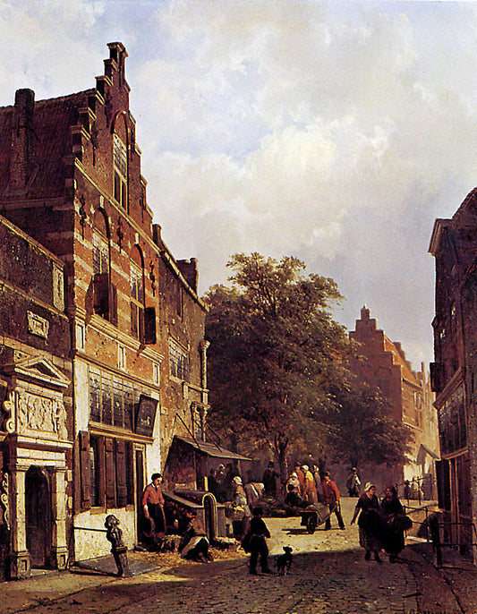 Street view, vintage artwork by Cornelis Springer, A3 (16x12") Poster Print