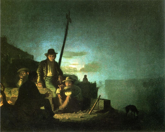 Watching the Cargo at Night, vintage artwork by George Caleb Bingham, A3 (16x12") Poster Print