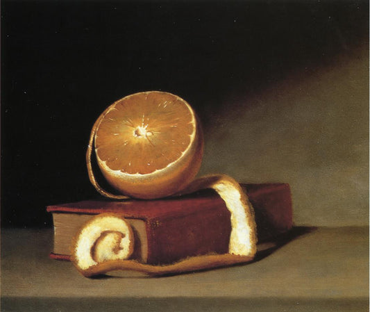 Still Life with Orange and Book, vintage artwork by Raphaelle Peale, 12x8" (A4) Poster