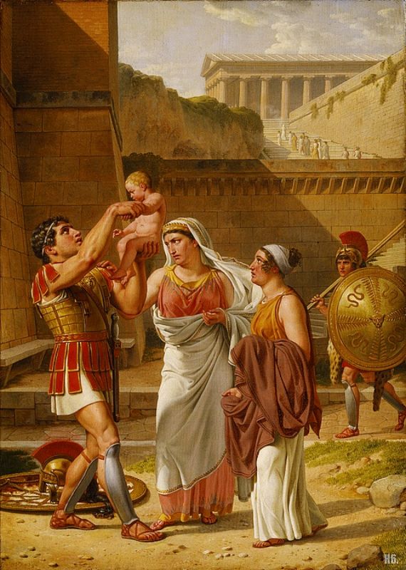 Hector’s farewell to Andromache, vintage artwork by Christoffer Wilhelm Eckersberg, 12x8" (A4) Poster