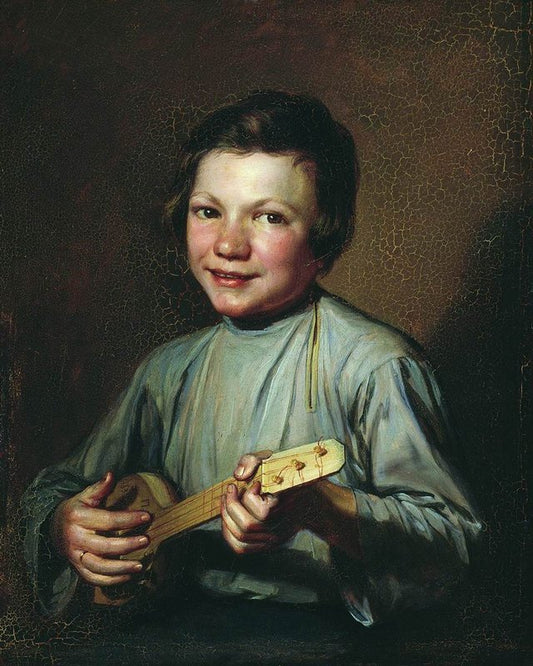 Boy with a Balalaika, vintage artwork by Pyotr Zabolotsky, A3 (16x12") Poster Print
