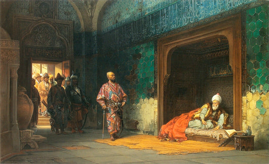 Sultan Bayezid I held captive by  Timur, vintage artwork by Stanislaus Poraj Chlebowski, 12x8" (A4) Poster