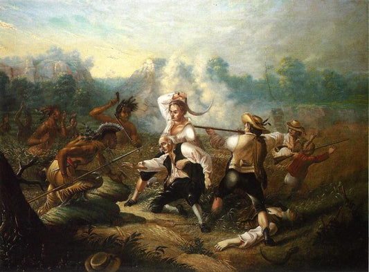 Massacre at Wyoming Valley, vintage artwork by Karl Ferdinand (Carl or Charles) Wimar, 12x8" (A4) Poster