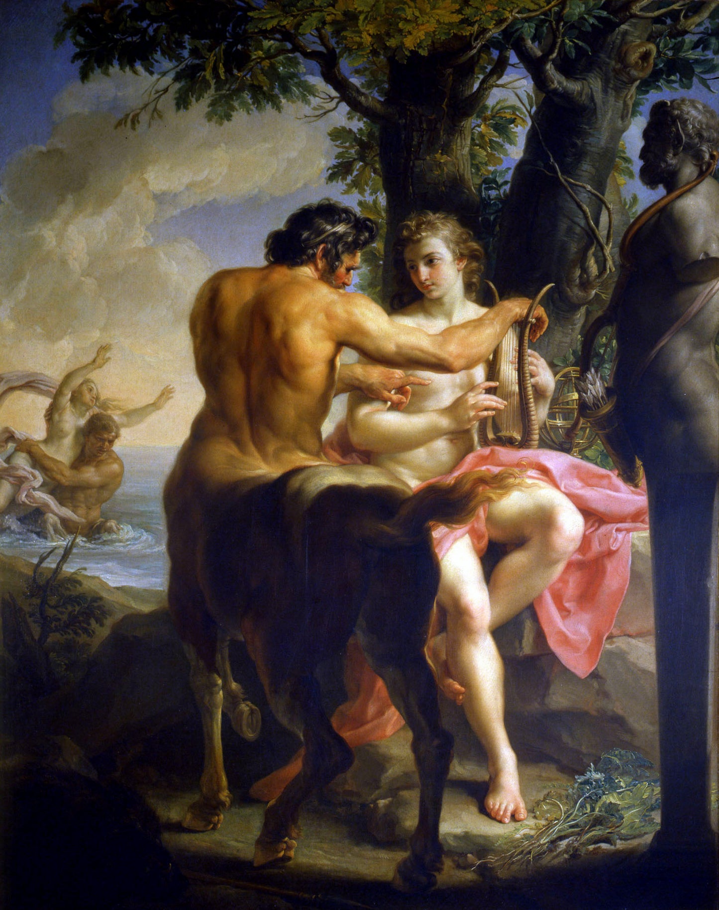 Achilles and the Centaur Chiron, vintage artwork by Pompeo Batoni, 12x8" (A4) Poster