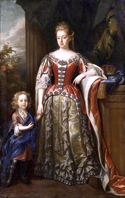 Lady Elizabeth Percy, Duchess of Somerset, and Her Son...., vintage artwork by John Closterman, 12x8" (A4) Poster