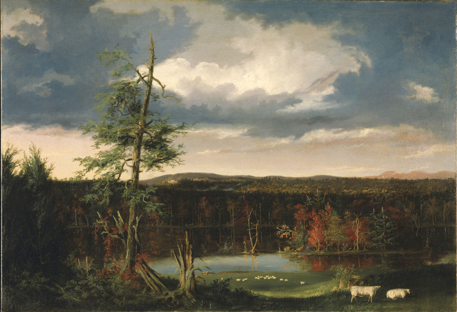 Landscape, the Seat of Mr. Featherstonhaugh in the Distance, vintage artwork by Thomas Cole, A3 (16x12") Poster Print