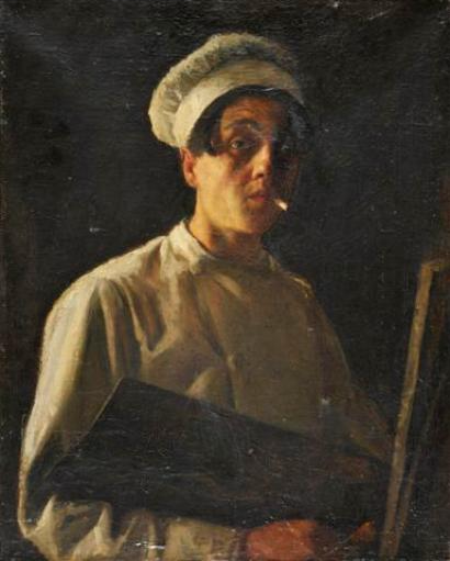 Portait of Leon Bonvin at the Easel, vintage artwork by François Bonvin, A3 (16x12") Poster Print