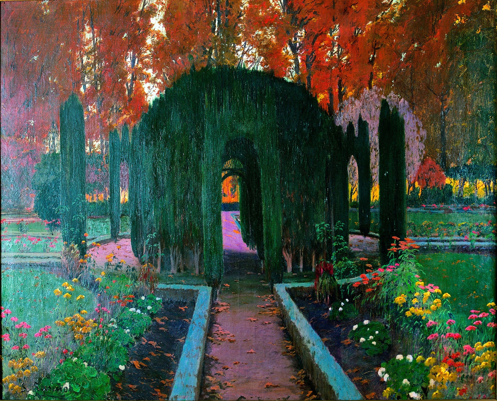 Jardin de Aranjuez, vintage artwork by Santiago Rusiñol Prats, 12x8" (A4) Poster