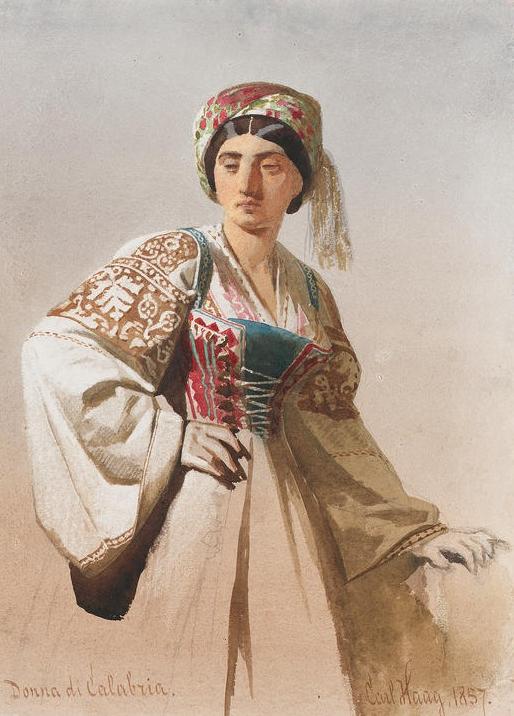 Woman from Calabria (Donna di Calabria), vintage artwork by Carl Haag, A3 (16x12") Poster Print