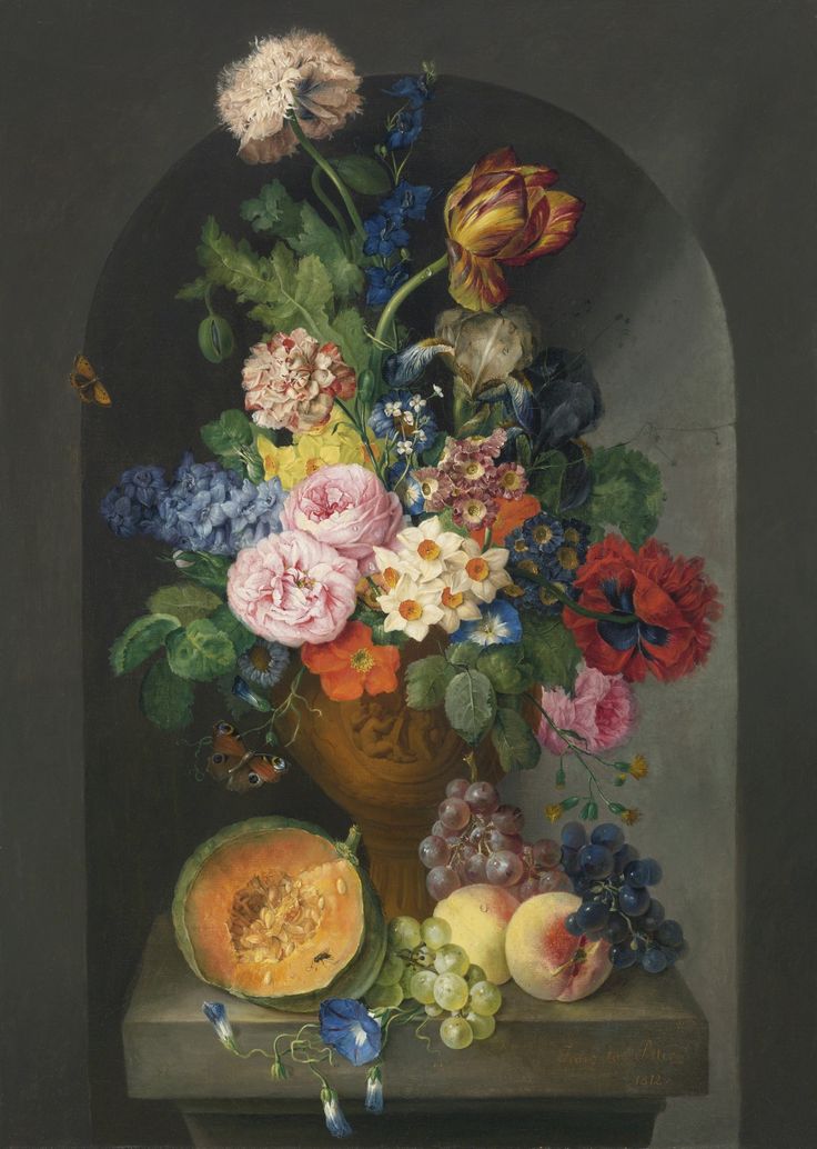 Still life with flowers and fruit, vintage artwork by Franz Xavier Petter, A3 (16x12") Poster Print