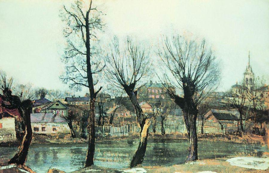 Pskov. Willows, vintage artwork by Isaak Brodsky, 12x8" (A4) Poster